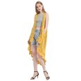thumbnail image 4 of Women's Crochet Long Vest Boho Sleeveless Kimono Cardigan Swimwear Cover up,Yellow,One Size, 4 of 6