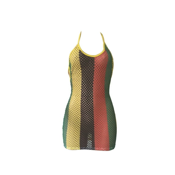 Minnieouse Sexy Casual Mesh Dress Night Club Party Halter Estética Short Sundress Cómodo Slim Clubwear Mujer Ropa de verano Vestidos METRO Minnieouse AP010936-02