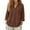 *1-Coffee, variant on VBVC Women's Cotton Linen Look Blouse,V-Neck 3/4 Sleeve Shirt For Women,Ladies Summer Work Office Tops with Pocket,Orange,S-3XL
