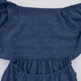 thumbnail image 5 of BRGZLK Girls Summer Dress Trendy Solid Color Ruffle Sleeve Round Neck Tiered A-Line Dress Casual Tie Back Princess Dress Navy 7-8 years, 5 of 6