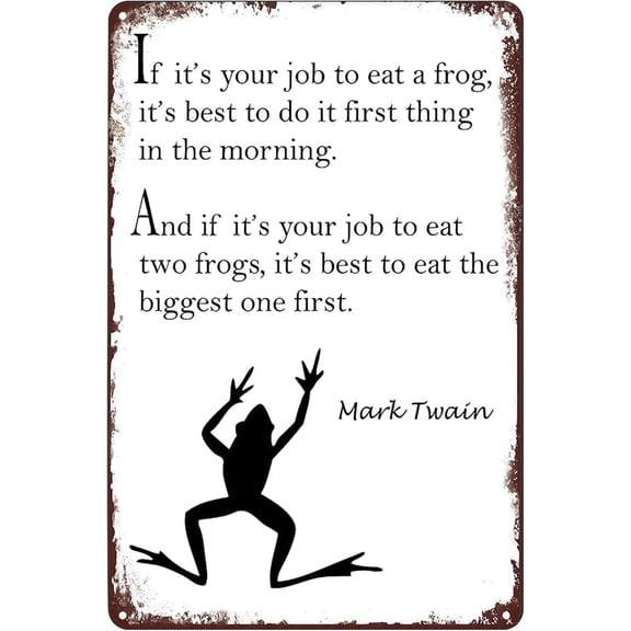 Vintage Metal Wall Sign Eat a Frog Quote Tin Poster Plaque for Home Bar Cafe Office Bathroom Man Cave Garage Decor 8x12 Inch