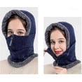 thumbnail image 2 of Ladies Elegant Knitted Balaclava Hat Women s Scarf Hat Set with Zip Neck Ear Warmer Thick Windproof Fleece Padded Hood Cycling Skiing Cap Winter Outdo, 2 of 4
