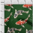 thumbnail image 1 of oneOone Cotton Poplin Twill Dark Green Fabric Bubbles & Koi Fish Ocean Quilting Supplies Print Sewing Fabric By The Yard 56 Inch Wide, 1 of 4