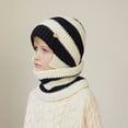 thumbnail image 4 of LpwkSSA Kids Winter Hat Scarf Set Warm Knit Thick Stripe Ski Cap Scarf Set For Girls Boys 1-11 Years (White,Free Size), 4 of 5