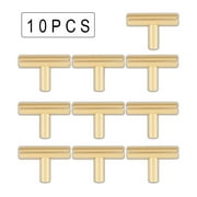 Willkey 10pcs Drawer Knobs Gold Single Hole Gold Cabinet Knobs and Pulls Door Cupboards Drawers Bedroom Furniture Handles 50mm/2in Overall Length Brushed Brass