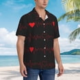 thumbnail image 2 of Lsque Cardiogram and Heart pattern Hawaiian Shirt for Men, Unisex Summer Beach Casual Short Sleeve Button Down Shirts-Large, 2 of 9
