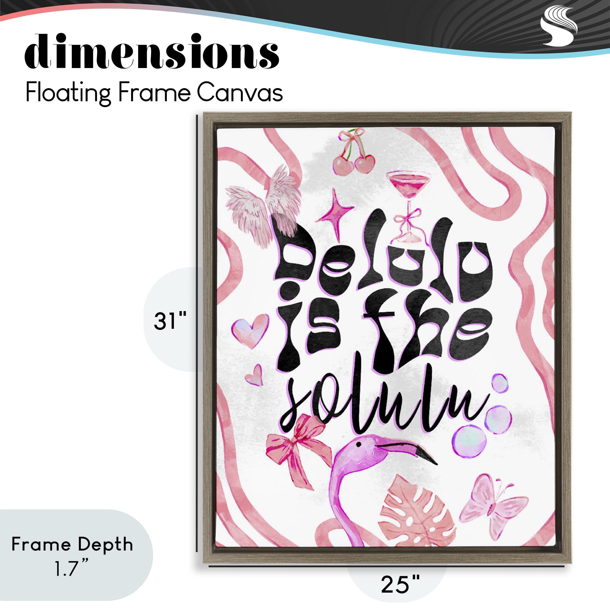 Stupell Industries Delulu Is The Solulu Brown Framed Floater Canvas Wall Art, design by Ziwei Li