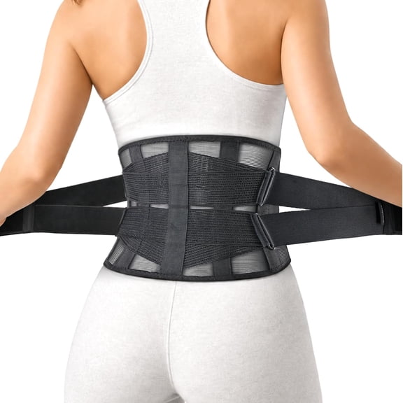 Lumbar Support Belt, Breathable Mesh Fabric, Adjustable Compression, Ultra-Thin Back Brace for Work & Daily Wear