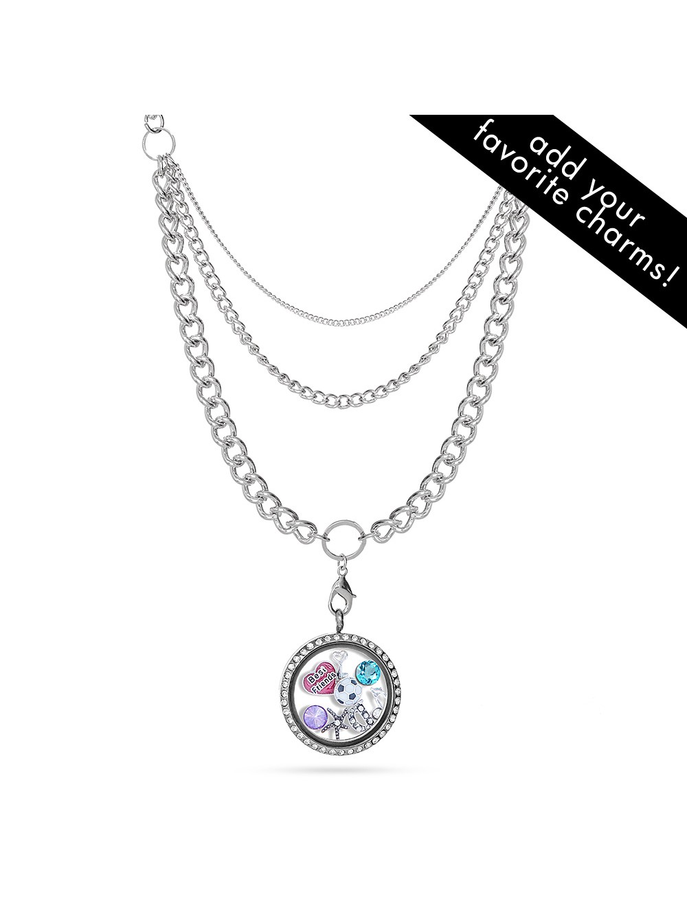 round build a charm glass floating locket