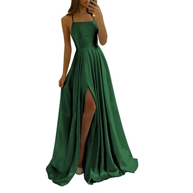 2025 Robes de Soirée Unies pour Femmes Jeunes Dames pour Fête Robe Aguichant Dos Ajouré Dames Aguichant Longues Robes en Mousseline de Soie devant Pièce Ceinture pour Dames pour Robes Robe Fendue