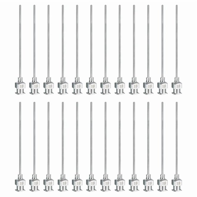 Blunt Tip Dispensing Needle, 24 Pcs 2 Inch Stainless Steel Liquid Dispenser Needles with Lure Lock 18g,24 * Needles with Lure Lock,Silver