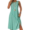 thumbnail image 1 of QUNYINEY Sleeveless Womens Sundress Striped Casual Midi Summer Tank Dress A Line Crew Neck Loose Fit Beach Dress, 1 of 4