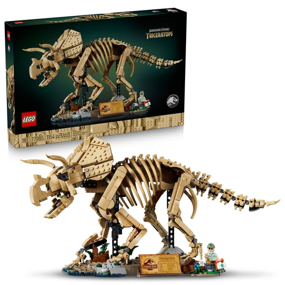 LEGO Jurassic World Dinosaur Fossils: Triceratops - Building Set for Adults, Ages 18  - Posable Display for Home Office, Bedroom or Desk Décor - Gift for Men & Women - 77985