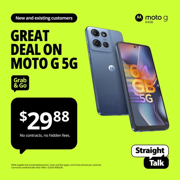 Straight Talk Motorola moto g 2025, 5G, 64GB, Blue - Prepaid Smartphone [Locked to Straight Talk]