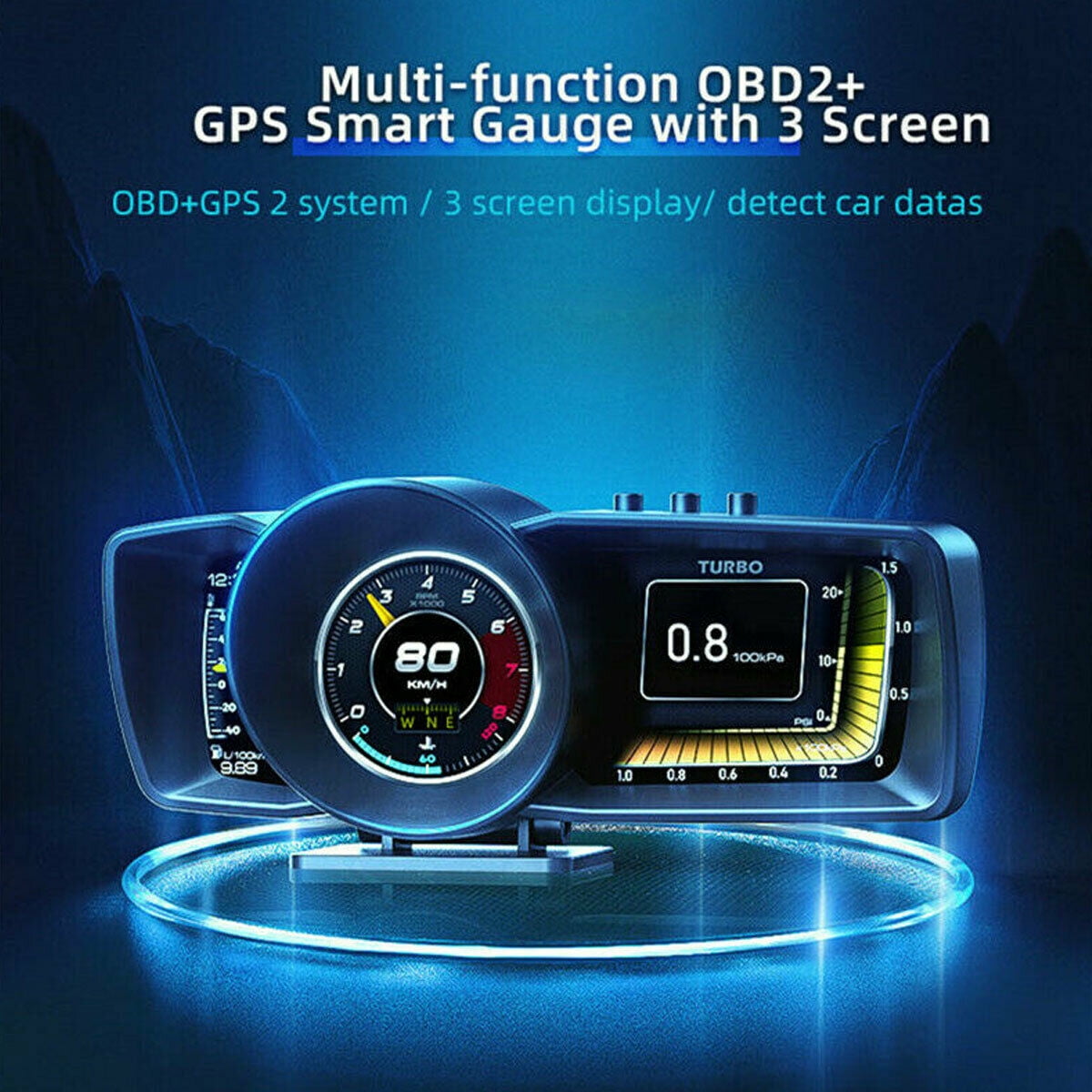 Car Hud Head Display Obd+gps Smart Gauge Test Brake Test - Temu