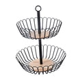 thumbnail image 4 of Cesta de frutas de 2 niveles, soporte de almacenamiento para cupcakes, organizador reutilizable de productos, cuenco de alambre de hierro para, 4 of 9
