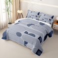thumbnail image 3 of Castle Fairy Mid Century Curved Line Graphic Twin Quilt Set 2 Pieces,Geometric Semi-Circle Square Twin Coverlet Set,Pale Slate Navy,1 Bedspread and 1 Pillowcase, 3 of 7