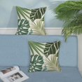 thumbnail image 6 of Summer Pillow Covers 18x18 Inch Set of 2, Green Botanical Tropical Pillowcase Coral Monstera Palm Leaf Throw Pillows Outdoor Decor Farmhouse Cushion Case Linen Decorative for Couch Home Sofa, 6 of 6