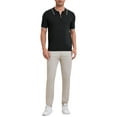 thumbnail image 2 of Polo formal para hombres INSPIRE CHIC de color sólido, de manga corta, con cremallera, corte ajustado, clásico, talla XL, negro, 2 of 5