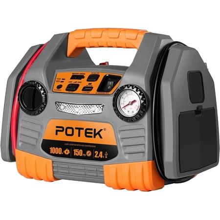 Car Jump Starter with 150 PSI Air Compressor,1000 Peak/500 Instant Amps with USB Port to Charge iPhone, Kindle