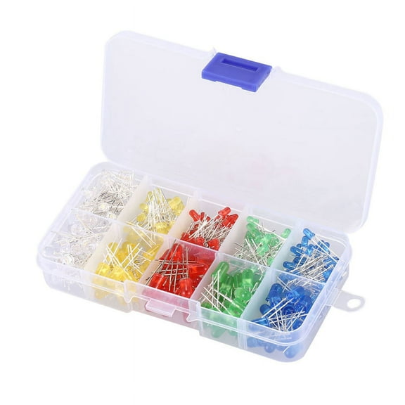 200 pcs 3mm 5mm LED Light diode White Yellow Red blue Green Assortment Kit for