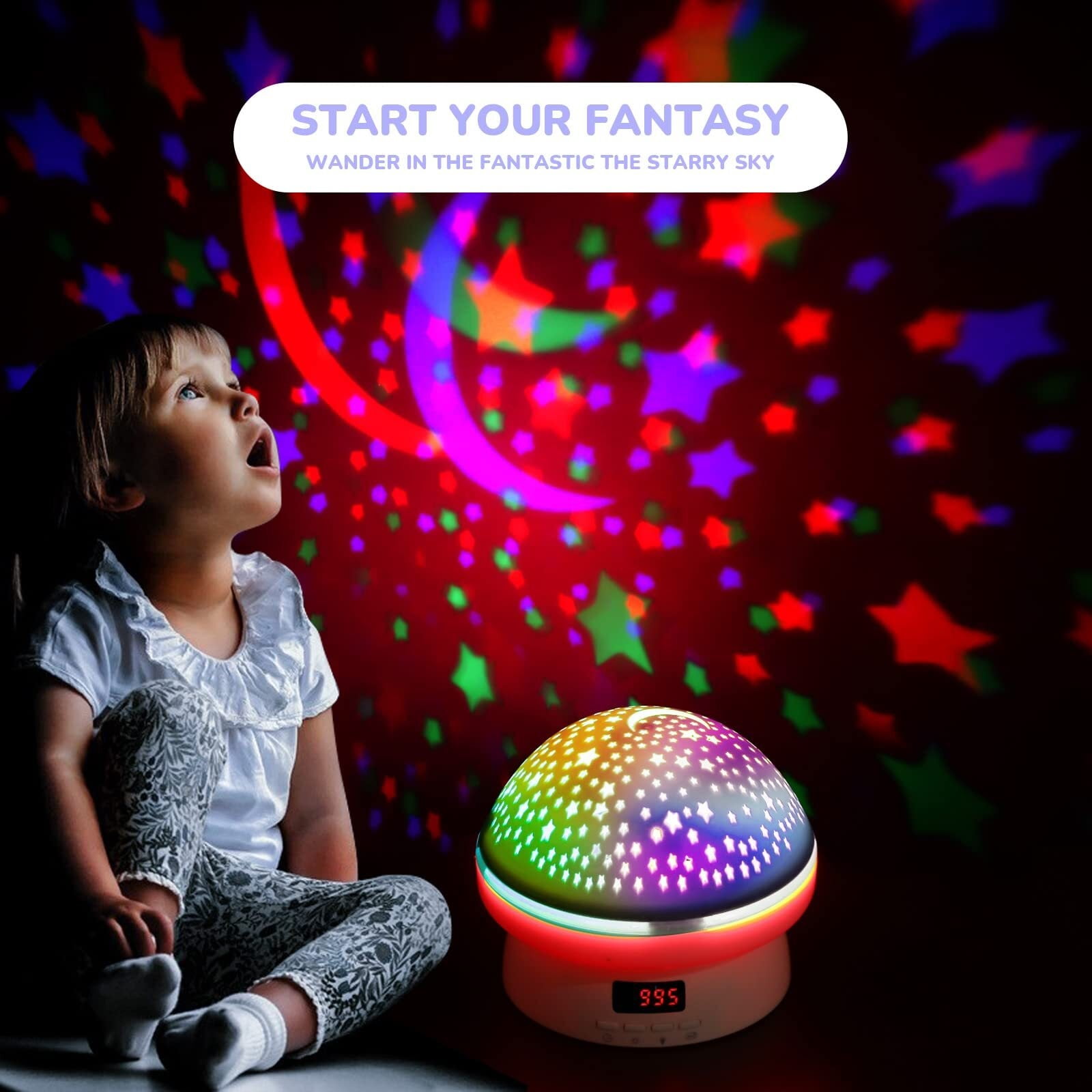 Timer Rotation Star Night Light Projector - Twinkle Lights for 3-9 Year Old Girls and Boys - Christmas and Birthday Gifts