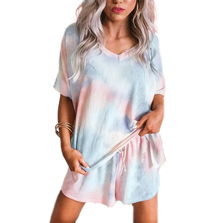 

Luiryare Womens Summer Casual Loose Short Sleeve Pajamas Set Summer Cute Homewear Shorts Set