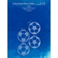 thumbnail image 2 of Borders, Cole 19x24 Black Ornate Wood Framed with Double Matting Museum Art Print Titled - PP587-Faded Blueprint Soccer Ball 4 Image Patent Poster, 2 of 4