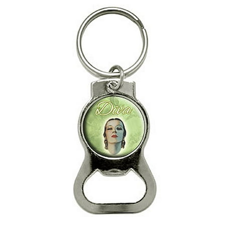 All Round Magazine - Diva - Vintage Pulp Magazine Cover Round Bottle Opener Keychain