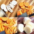 thumbnail image 4 of Cortador de tiras de patatas, cuchillo con filo ondulado para patatas, herramienta de cocina multifunción para cortar frutas de acero inoxidable, 4 of 5