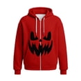 thumbnail image 5 of CONROSES Halloween Mens Knit Hoodies Pumpkin Face Graphic Long Sleeve Zip Up Waffle Pullover Hoodie for Men Fall Winter Hooded Sweatshirts with Pocket, 5 of 5