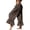 45# Coffee, variant on Womens Linen Pants Wide Leg Casual Cropped Ruffle with Ties Palazzo Flowy Drawstring Loose Cute Pants with Pockets White L