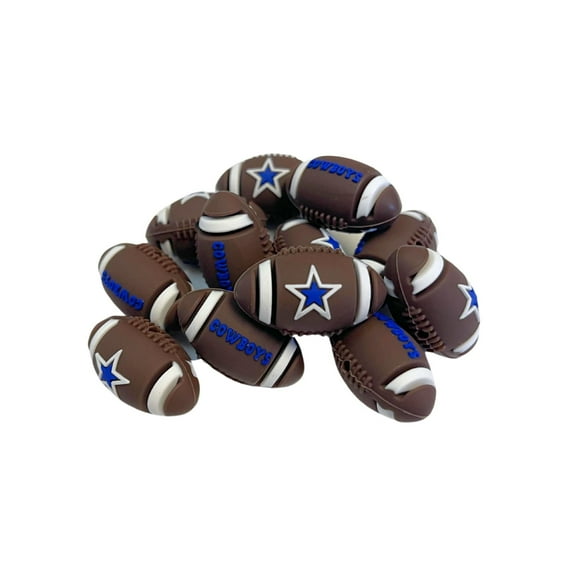 Lashicorn Football Shaped Logo Focal Beads 12 pk 1.16 Silicone for Freshie Hangers Beadable Pens Keychains Charms Sports Ball