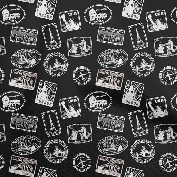 oneOone Polyester Lycra Black Fabric Travel Quilting Supplies Print Sewing Fabric By The Yard 56 Inch Wide