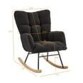 thumbnail image 2 of Nursery Rocking Chair, Teddy Upholstered Glider Rocker, Rocking Accent Chair with High Backrest, Comfy Armchair for Living Room Bedroom Offices, Dark Gray, 2 of 9