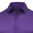 thumbnail image 4 of BRGZLK Men Business Casual Satin Shirt Long Sleeve Turn Down Collar Trendy Cozy Button Up Shirt Top Party Shirt Purple XXL, 4 of 5