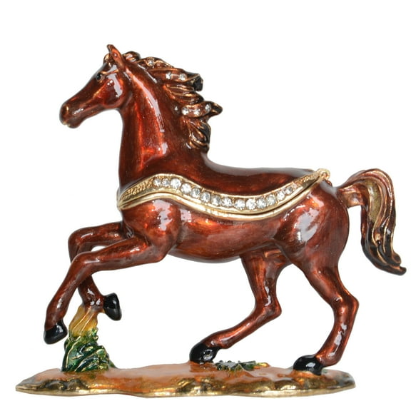 Horse Enamel Painted Trinket Box With Crystals Collectible Decoration Novelty Gift