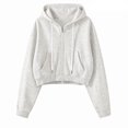 thumbnail image 6 of Zip Up Hoodie for Women Long Sleeve Plain Drawstring Hooded Sweatshirt Solid Color Fall Clothes Y2k Fashion Jackets, 6 of 6