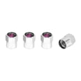 thumbnail image 1 of 4 Pcs Tapones de Vástago de Válvula de Neumático con Patrón de Dedo para Cubiertas de Válvula de Neumático de Coche Decorativas de Aleación de Aluminio Goma Tonos Plateados Rosa 8x12mm, 1 of 1