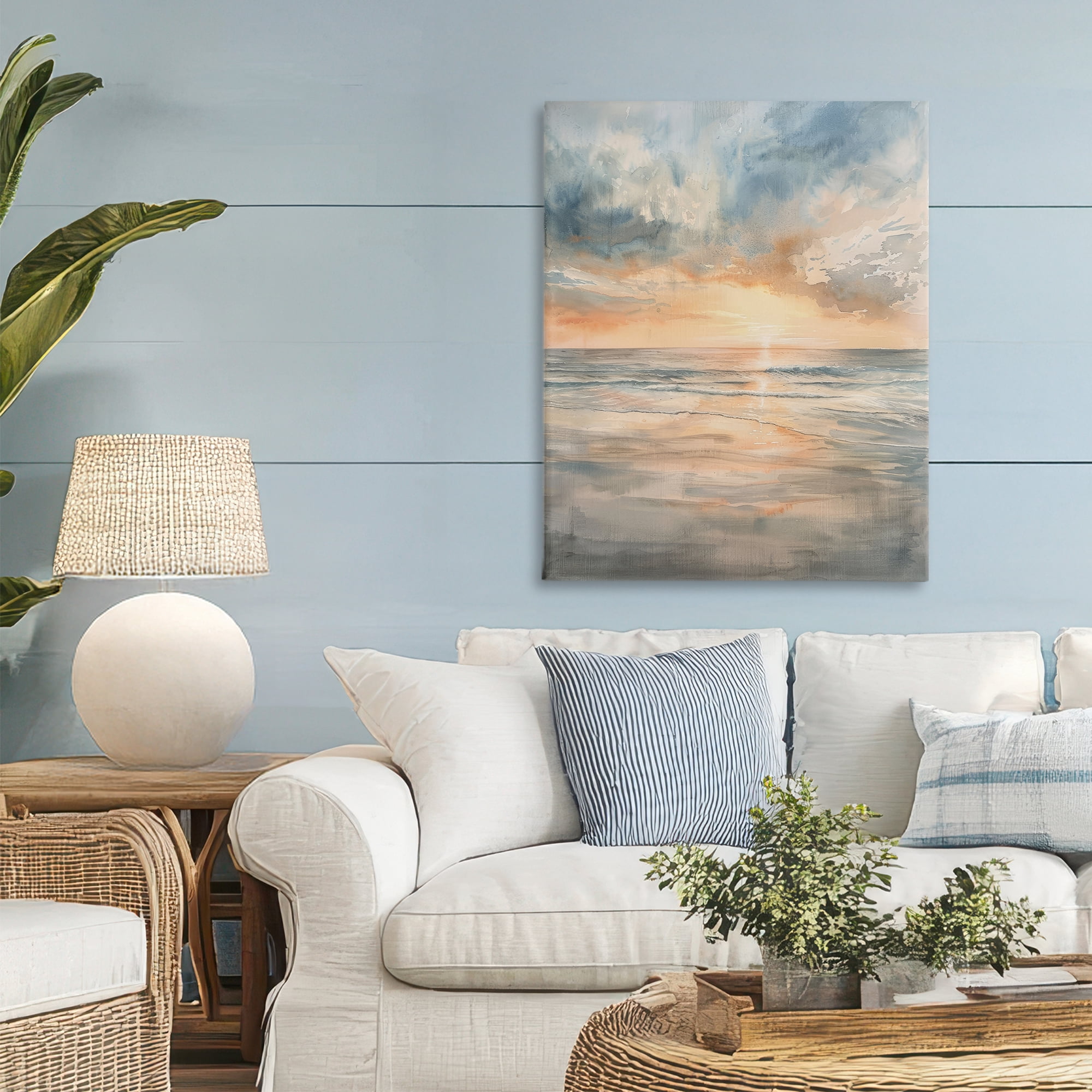 Stupell Industries Coastal Sunset over Gentle Waves Canvas Wall Art, design by Petal Prints Design