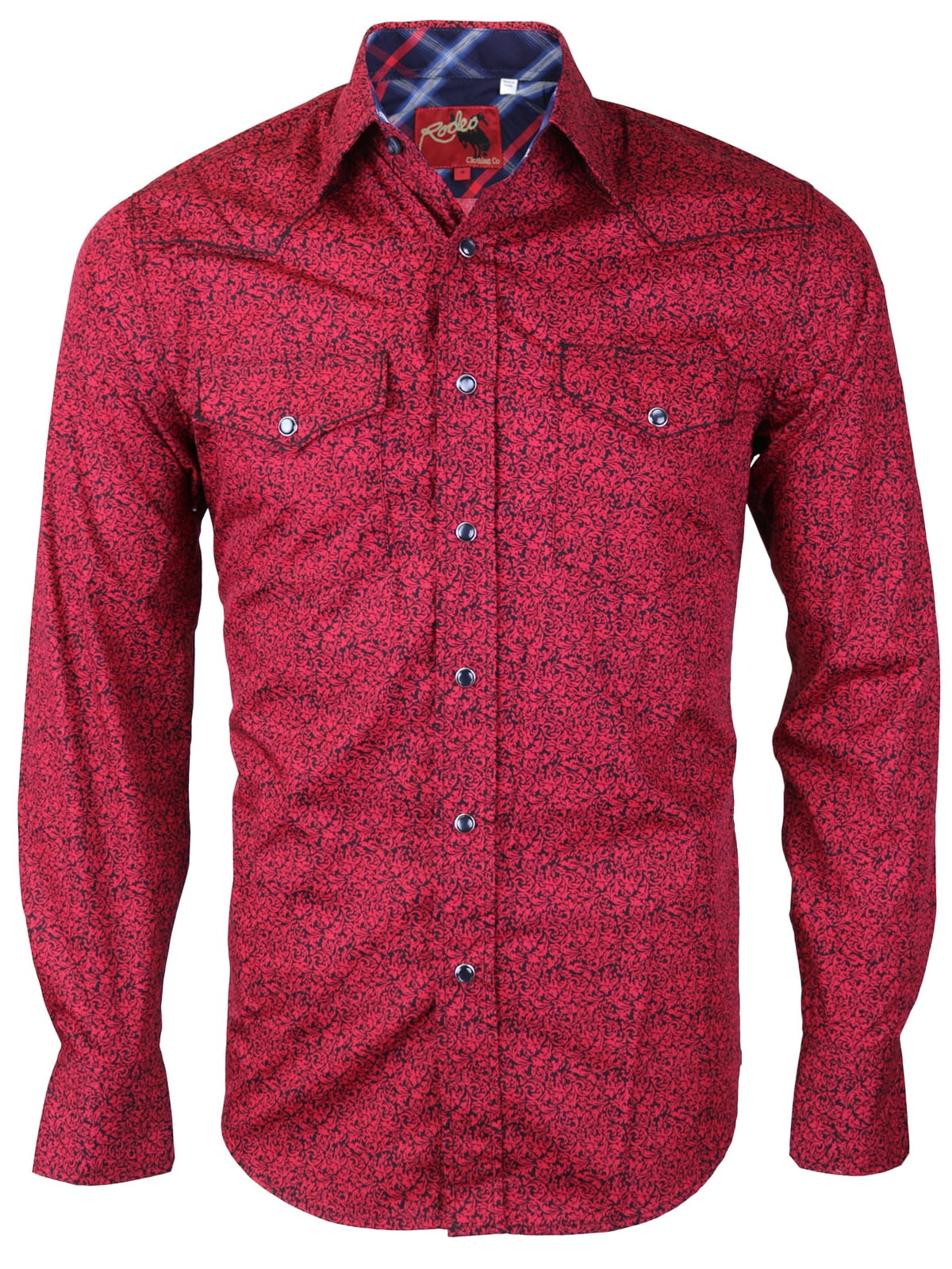 LW Mens Western Cowboy Pearl Snap Long Sleeve Slim Fit Rodeo Casual Dress Shirt
