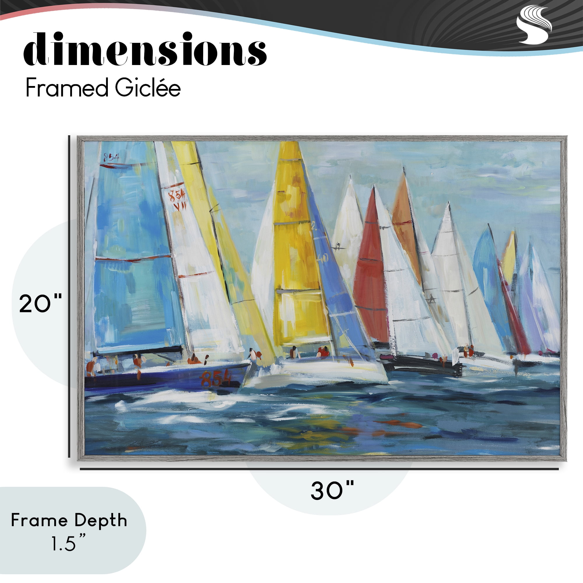 Stupell Industries Colorful Sails Coastal Scene Gray Framed Giclee Art, design by Lorenzo Collective