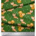 thumbnail image 3 of Soimoi Green Japan Crepe Satin Fabric Fox & Arrow Tribal Print Sewing Fabric Yard 42 Inch Wide, 3 of 3