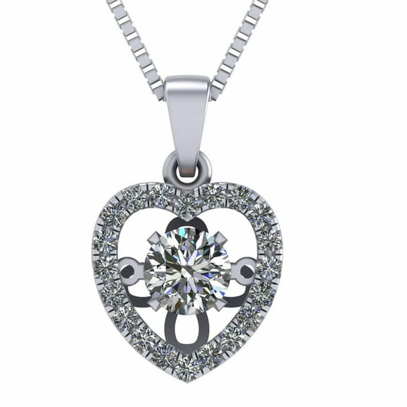Heart Dancing Stone Necklace in 925 Sterling Silver W/ Pure Brilliance Zirconia – Platinum Plated
