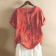 thumbnail image 1 of Fiudx Ofertas Flash Del Día Solo En Línea Camisa Holgada con Estampado de Flores de Manga Corta Informal de Verano para Mujer Tops con Cuello Redondo, 1 of 4