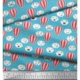 thumbnail image 3 of Soimoi Blue Cotton Voile Fabric Cloud & Hot Air Balloon Holiday Print Fabric by the Yard 42 Inch Wide, 3 of 3