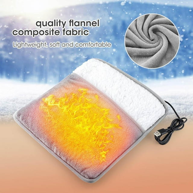 Outoloxit Rechargeable USB Foot Warmer with Heat and Vibration Massage, Electric Heating Pad for Feet, Ankle, Legs - Soft Fleece, Adjustable Temperature for Home, Office, Indoor Use in Winter