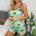 thumbnail image 4 of Sngxgn Women's Cotton Pajamas Set Button Short Sleeve Shirt with Shorts Set PJs Loungewear(Green,S), 4 of 5