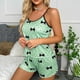 thumbnail image 3 of Gibobby Pijamas para mujer Ropa de dormir con estampado de pajarita para mujer, conjunto de pantalones cortos sin mangas de realce Sexy de dos piezas(Verde,G), 3 of 4