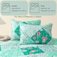 thumbnail image 4 of Whale Flotilla Reversible Patchwork Quilt Set Queen Size, Lightweight Boho Printed Bedspreads Coverlets Quilts Bedding Set with 2 Pillow Shams for All Seasons, Light Green, 4 of 7